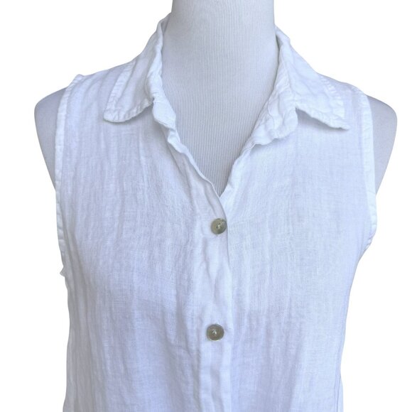 M Brand Linen White Sleeveless Tie-front Top Made in Italy Shirt Size Small - Picture 2 of 6